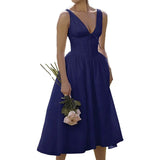 Fongt New Women's Temperament Elegant Fashion Bare Back Print Slings Sexy Dress