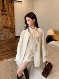 Fongt Xixi 2025 Autumn New White Standard Temperament Elegant Thousand Gold Style Long Sleeve Hair And Short Coat 86088