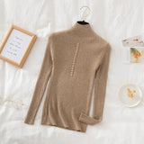 Fongt Collar Sweater Bottomed Women's Long-Sleeved Top 2024 Autumn And Winter New Button Tight Knitted