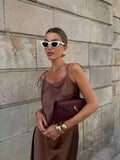Fongt New Women's Sexy Hottie Long Sling Skirt With A Vertical Feeling With A Shoulderless Sleeve