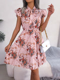 Shooting 2025 Spring And Summer Temperament Flowers Tied Waist Swing 100 Folding Skirt Women's