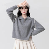 Fongt Turtleneck Sweater Women's New Winter Splicing Knitted Jersey Loose Design Top