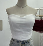 Thai Babes Light Yarn Splicing Braless Sleeveless Top With Short Corset Corset Umbilized Bra Vest