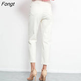 Women Harem Jeans Pants Fashion High Waist Loose Cotton Stretch White Denim Jeans Autumn 2021 Streetwear