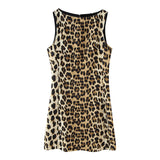 Fongt New Leopard Print Short Sleeveless Dress 3201140