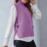 Fongt Women's Vest Pure Color Knit Turleneck Pullover Sleeveless Sweater