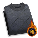 2023 Autumn Winter Middle-aged Men Sweater Thicken Warm Knitted Male Basic Sweater Plaid Pullover Shirt Jumper Sweater