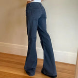 Fongt 2025 Retro Style Low-Waisted Denim Micro-Speaker Simple Casual Trousers Street Personality Hottie Women's Clothing