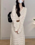 Fongt Small Fragrant Wind Hollow Knitted Suit Women 2025 Early Autumn High-End Temperament Half Dress Two Sets