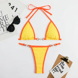 Fongt New Swimsuit Sexy Solid Color Metal Bikini Swimsuit Women's Bikini