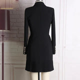 QUALITY New Fashion 2023 Runway Designer Dress Women's Long Sleeve Notched Collar Double Breasted Buttons