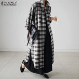 Vintage Women Plaid Checked Long Shirt Dress 2022 Autumn Casual Lapel Neck Long Sleeve Sundress Loose Vestidos Robe