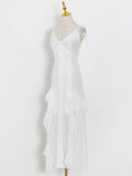 Fongt Suspension Women's Evening Dresses Spring 2025 New V-Necked Nets With Vied Suspension