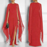 Sexy Evening Party Dress 2020 Summer Chiffon Patchwork Long Sleeve Loose Dress Ladies High Slit Solid Maxi Dress