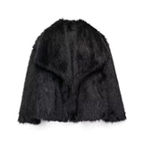 Fongt Women's Thick Lamb Fur Black Coat Women's Winter 2025 New Fur