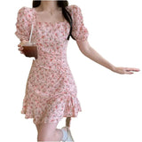 Fongt Floral Dress Gentle Wind In Women's Summer Chic Design Art Dress Korean Style Milky Dress