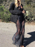 Polka Dot Sheer Mesh Maxi Dress-Outfit