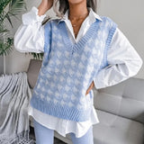 Fongt And Autumn New Sweater Women Casual Knitting Vest Thousand Bird Case Jacket Women's