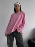 Fongt Fine Comb Cotton Solid Long-Sleeved T-Shirt Women Hot Loose Leisure Collar Top High Quality