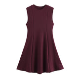 Fongt Women's Spring 2025 New Sleeveless Round-Necked Knitted Skating Dress Mini Dress