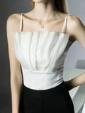 Elegant Camisole Tops Women's Pleated Tube Top Short Tanks Female Folds Stretchy Fashion Camis-Outfit