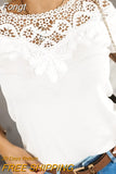 Summer Lace Blouse Women Elegant White Short Sleeve Round Collar Ladies Shirt Hollow Out Casual Tops Mujer Clothes