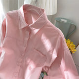 Fongt Gentle Wind Loose Soft Milk Powder Folded Chic Small White Shirt Women's Spring Casual Top