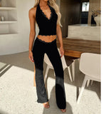 Fongt Women's New Sexy Lace Sports Suit Pants