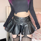 Fongt Punk Street Fashion Trend Metal Rivet Decoration Thorns With A-Word 100-Fold Skirt New