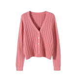 Fongt Autumn And Winter Short External Loose Net Red Long-Sleeved V Sweater Knitted Shirt Solid-Colored Cardigan Coat Top