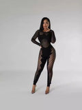 Fongt New Female Solid Color Round Collar Hollow Lace Sexy Body Repair Knit