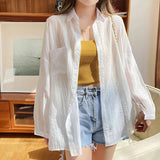 Fongt Sunscreen Shirt Women's Thin Summer Jacket 2025 New French Shirt Long-Sleeved Top Design Sense