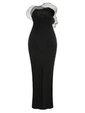 Autumn And Winter New Breast-Wearing Flowers Tight Long Dress Burst Party Dress Women's High