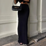 Fongt Women's Wear 2024 Summer New Fashion Temperament Black Show Thin Long Skirt-Outfit