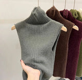 Sweater Vest Women Cropped Sleeveless Knitted Pullovers Jumper Vintage Solid Waistcoat Knitwear Korean Slim Tank Top-Outfit