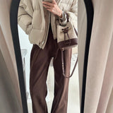 Fongt Jeans Women Plus Velvet Thick 2025 Autumn And Winter High-Waisted Narrow Version Of Straight Trousers Small Drag Broad Leg Pants