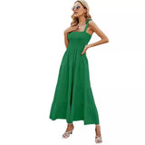 Fongt Summer Women's New Commuting Sleeveless Hot Girl Prints Long Sling Dress Women