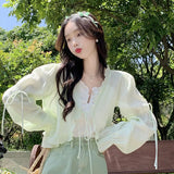 Fongt Unlined Upper Garment Coat Female Design Sense Small Cardigan Summer Thin Pure And Fresh Sweet Korean Chic Short Jacket