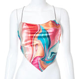 Print Corset Top 2021 Summer Clothes For Women Backless Halter Tank Sexy Crop Tops Y2K 90s E-Girl Fairy Grunge Harajuku