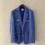 Plaid Tweed Blazer Autumn Winter 2020 Long Sleeve Single Breasted Tweed Jacket Office Lady Casual Outerwear blazer