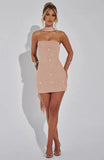 Sequin Tube Bodycon Mini Dress With Sparkle Scarf Collar-Outfit