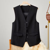 Fongt Vest Women's Small Vest 2025 Spring And Autumn New Repair Outside The Folding Wear Women's Shoulder Black Short Horse Clip