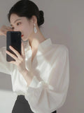 Fongt Temperament White Shirt Woman 2025 Spring High-End Professional Commuting Long-Sleeved Top Fashion Chiffon Shirt