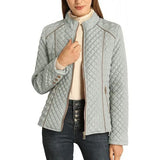 Fongt And Winter Women's Standing Collar Lightweight Quilt Cotton Suit Plus Cushion Zipper Coat MG569