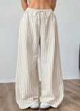 Fongt Loosely Tight Waist Striped Casual Straight Women's Trousers