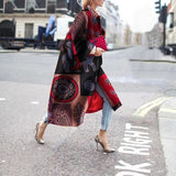 Fongt Spring And Autumn Wishebay Long Horn Sleeve Coat Print Loose Wind Coat