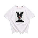 Neck Short Sleeve Loose Harajuku Avatar Print Chic Women's T-shirt Summer Korean Version 95% Cotton Stretch Female