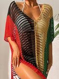 Crochet Bikini Cover Up With Fringe Trim Women Sexy Hollow Tunic Beach Dress 2022 Summer Bathing Suit