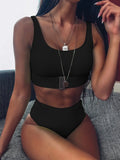 Neon Green Bikini Set 2022 Women Push Up Buckle Push Up Swimsuit Summer Solid White Bathing Suit Beach High Waist