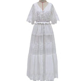 Fongt Women's Wish V-Neck Short-Sleeved Lace Dress For Summer 2025